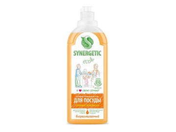 Средство для мытья посуды SYNERGETIC антибактериальное, гипоаллергенное, с ароматом апельсина, 1л (103105)