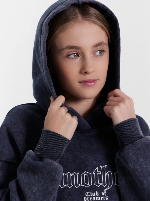 Худи для девочек серое с принтом, фото 5 из 6