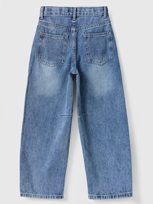 Джинсы для девочек barrel fit синие, фото 7 из 10