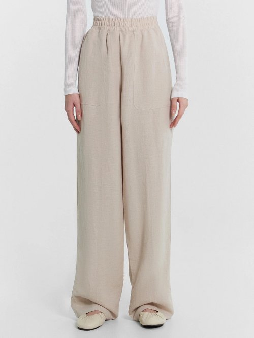 Брюки женские бежевые из коллекции "Premium Linen", фото 2 из 6