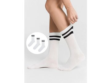 Носки женские белые высокие в наборе, 3 пары