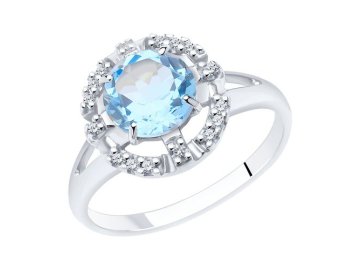 Кольцо декоративное Diamant, серебро 925 проба, вставка фианит/топаз