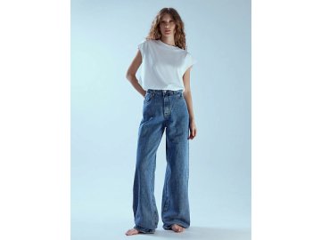 Джинсы женские Wide leg fit синие с высокой посадкой