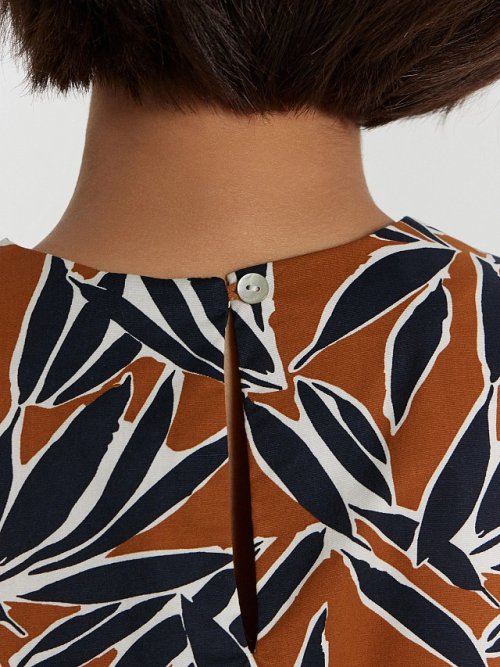 Блузка женская коричневая с принтом "листья", фото 7 из 7