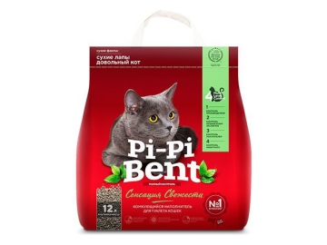 Наполнитель для кошачьего туалета Pi-Pi-Bent, Сенсация свежести, комкующийся, с ароматом трав и цветов, 5 кг (12 л) в Молодечно Зообазар