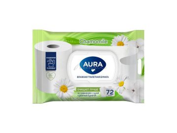 Бумага туалетная влажная AURA Nice с крышкой, 72 шт