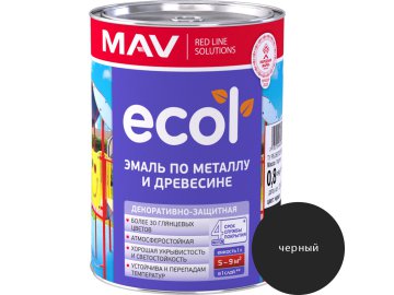 Эмаль ECOL по металлу и древесине (ПФ-115) черная глянцевая  1,0л (0,8 кг)