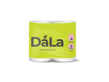 Бумага туалетная DALA, 3 слоя, 4 рулона