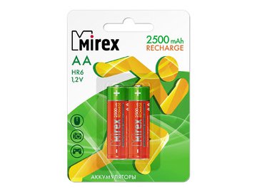 Аккумулятор Mirex AA 2500mAh 2 шт 23702-HR6-25-E2