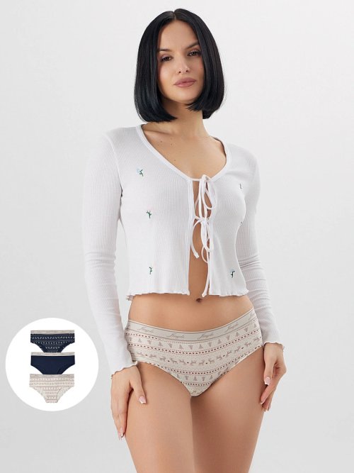 Трусы шорты женские новогодние в наборе, 3 шт, фото 1 из 11