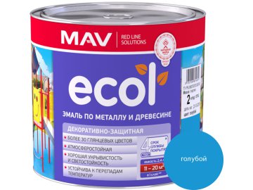 Эмаль ECOL по металлу и древесине (ПФ-115) голубая глянцевая  2,4л (2 кг)