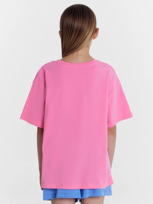 Футболка для девочек розовая с печатью, фото 5 из 6