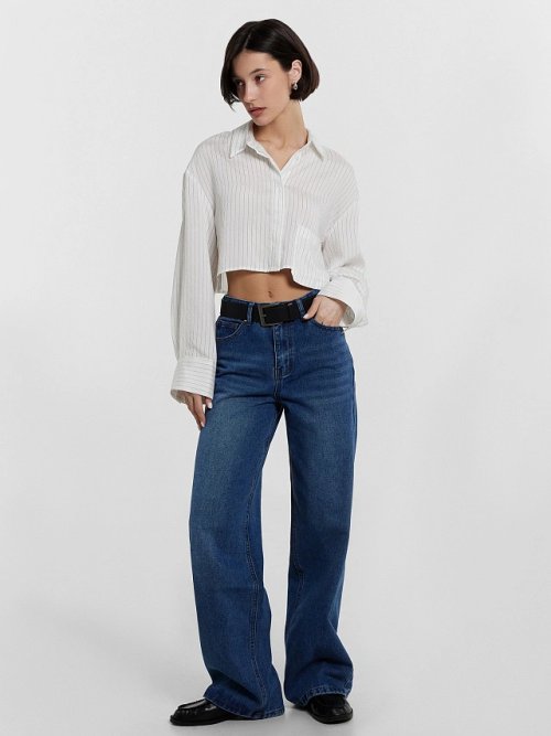 Джинсы женские Wide leg fit синие с высокой посадкой, фото 1 из 12