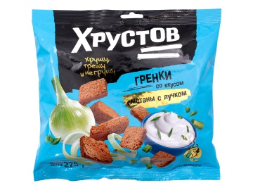 Гренки"ХРУСТОВ"(со вк.смет.с лучком)275г на акции в магазинах Евроопт