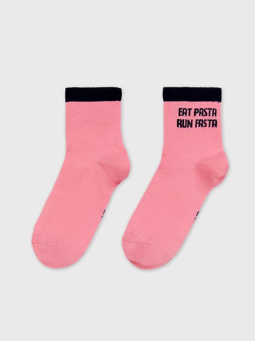 Носки женские розовые с надписью "EAT PASTA, RUN FASTA", фото 3 из 4
