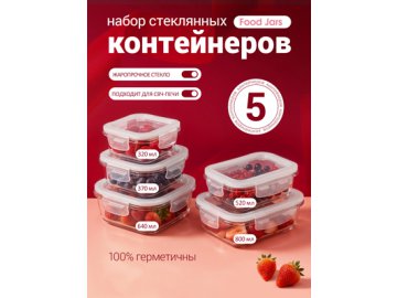 Набор стеклянных контейнеров с крышкой Food Jars (5 шт.)