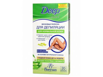 Восковые полоски для депиляции DEEP DEPIL для нормальной кожи с Алоэ вера, 20 шт