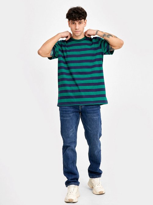 Футболка мужская в сине-зеленую полоску, фото 8 из 9