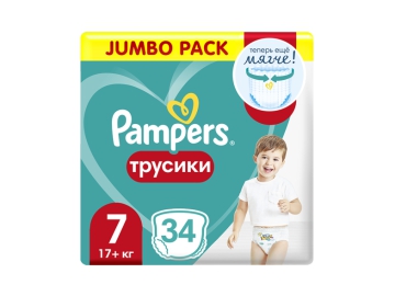 Подгузники-трусики Pampers Pants Size 7 (17+ кг) Джамбо Упак 34