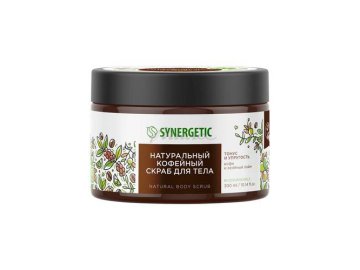Скраб для тела SYNERGETIC Кофе и зеленый лайм, кофейный, 300 мл
