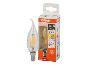 Лампа светодиодная филаментная "На ветру" OSRAM BA75 6W 2700K E14