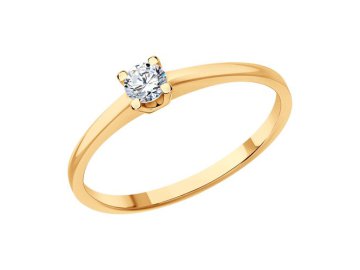 Кольцо помолвочное SOKOLOV, красное золото 585 проба, вставка бриллиант