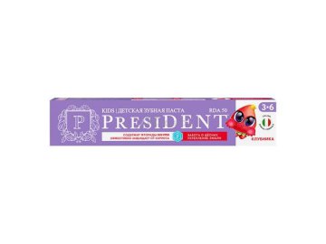 Паста зубная детская PRESIDENT 3-6 Клубника с фтором, 70 г