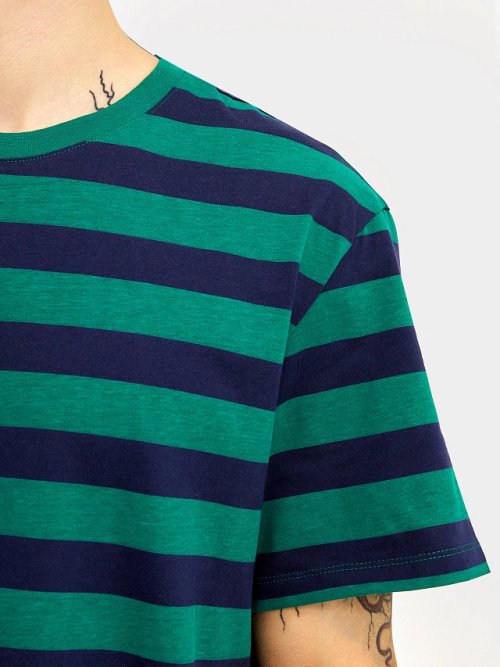 Футболка мужская в сине-зеленую полоску, фото 5 из 9