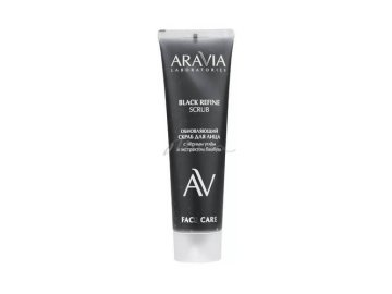 Скраб для лица ARAVIA Laboratories обновляющий с чёрным углём и экстрактом бамбука, 100 мл