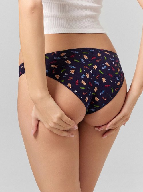 Трусы бикини женские с новогодним дизайном в наборе, 3 шт, фото 5 из 30