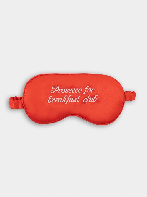 Повязка для сна красная с вышивкой "Prosseco for breakfast club", фото 1 из 8