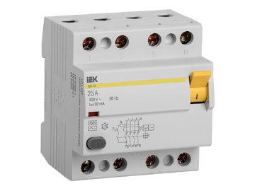 Устройство защитного отключения IEK ВД1-63 4Р 25А 30мА MDV10-4-025-030