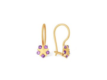 Серьги детские 7 Карат, красное золото 585 проба, вставка фианит