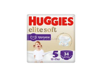 Подгузники-трусики детские одноразовые HUGGIES Elite Soft 5 (12-17 кг), 34 шт
