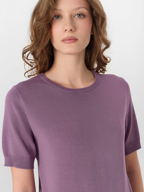 Джемпер женский с короткими рукавами фиолетовый, фото 5 из 30