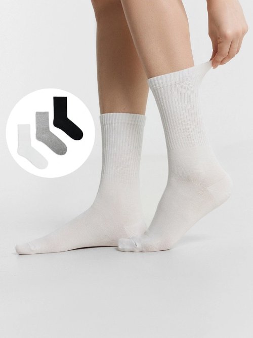 Носки женские высокие в наборе, 3 пары, фото 1 из 8