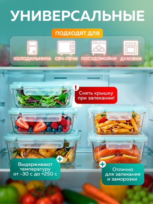 Набор стеклянных контейнеров c крышкой Food jars-1 (5 шт.), фото 5 из 11