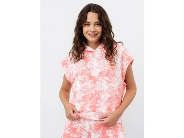 Жилет без рукавов с карманом-кенгуру и капюшоном в корралловом оттенке Марк Формель