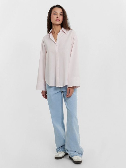 Рубашка женская розовая в полоску, фото 3 из 5