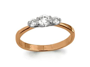 Кольцо декоративное Aquamarine, красное золото 585 проба, вставка фианит