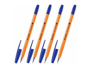 Ручки шариковые Brauberg M-500 Orange, узел 0,7мм, линия 0,35мм, набор 4 шт (143950) синие