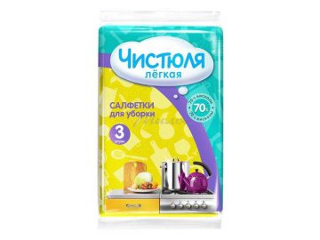 Салфетки вискозные ЧИСТЮЛЯ легкая, 3 шт