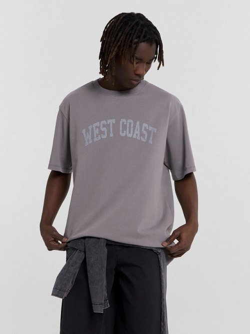Футболка мужская серая с надписью "West coast", фото 5 из 10