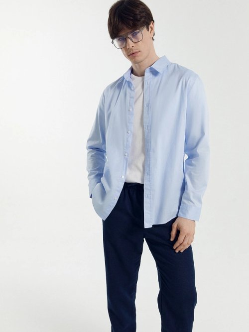 Брюки мужские темно-синие из хлопка и льна, фото 2 из 7