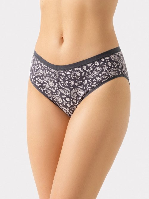 Трусы женские классические серые с принтом "пейсли", фото 2 из 9