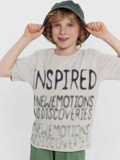 Футболка для мальчиков серая с печатью, фото 1 из 5