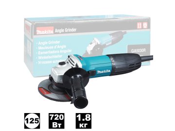 Шлифмашина углов. Makita GA5030R (720Вт,125мм,11000об/мин,кор) из каталога Ома