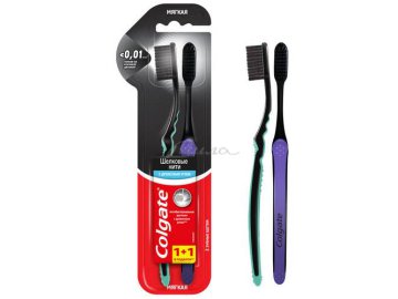 Зубная щетка COLGATE Шелковые Нити с углем, мягкая, набор 1+1