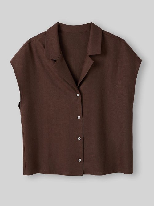 Жакет домашний женский коричневый льняной, фото 4 из 6