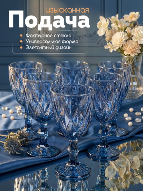 Набор бокалов цветных Wine-1 B (6 шт.), фото 3 из 5